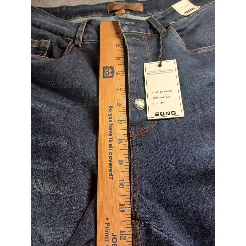 Judy Blue High Waist Button Fly Straight Leg Jeans Dark Blue JB88598DKWomens 14W - Picture 6 of 9